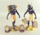 Pair of polychrome and patinat