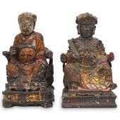 PAIR OF POLYCHROME CHINESE FIG