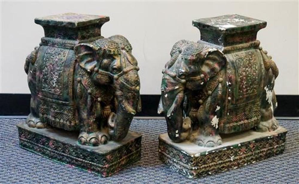 PAIR OF POLYCHROME DECORATED