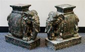 PAIR OF POLYCHROME DECORATED C