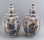 PAIR OF POLYCHROME DELFTWARE C