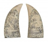 PAIR OF POLYCHROME SCRIMSHAW W