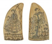 PAIR OF POLYCHROME SCRIMSHAW W