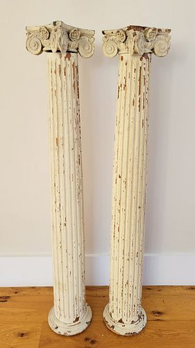 PAIR OF POLYCHROMED AND CARVED WOOD