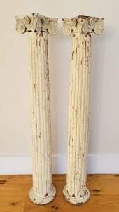 PAIR OF POLYCHROMED AND CARVED