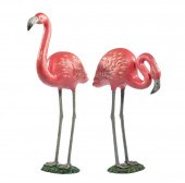PAIR OF POLYCHROMED CAST IRON