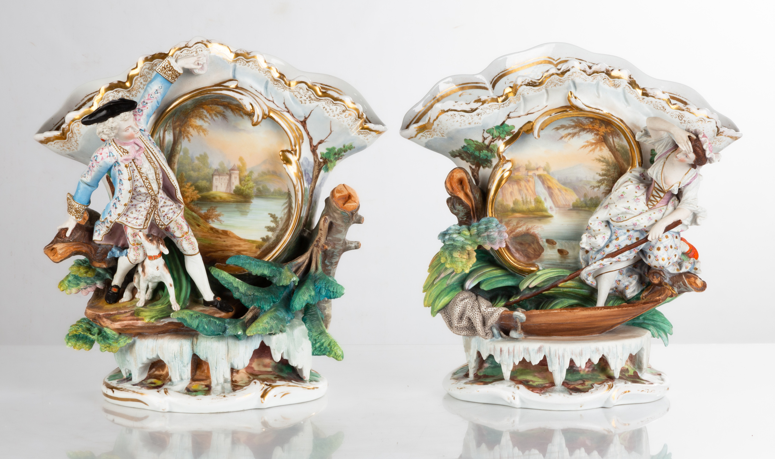 PAIR OF PORCELAIN AND BISQUE