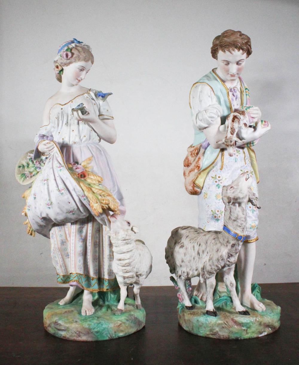 PAIR OF PORCELAIN BISQUE FIGURAL