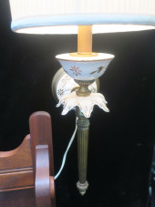 PAIR OF PORCELAIN / BRASS ELEC