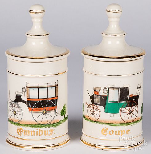 PAIR OF PORCELAIN CARRIAGE