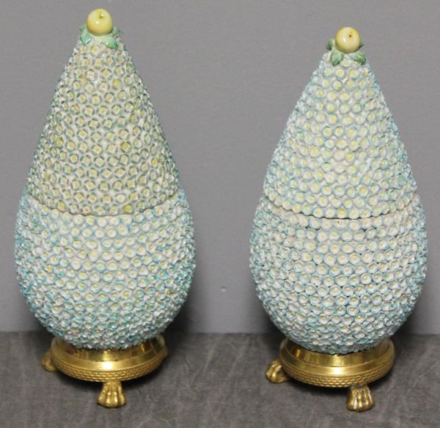Pair of Porcelain Covered Urns on