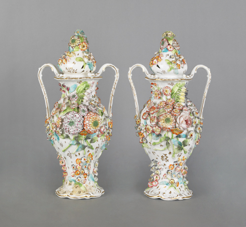 Pair of porcelain covered vases