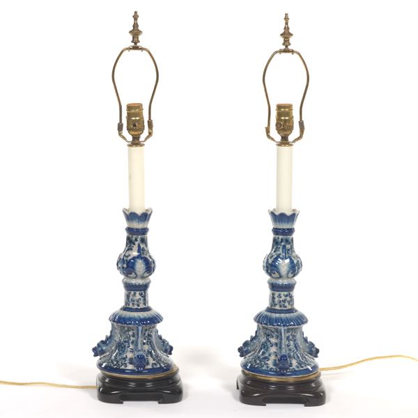 PAIR OF PORCELAIN LAMPS 22 ¼"  to