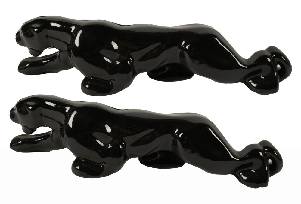 PAIR OF PORCELAIN PANTHER