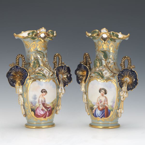 PAIR OF PORCELAIN VASES 12 ¾" x