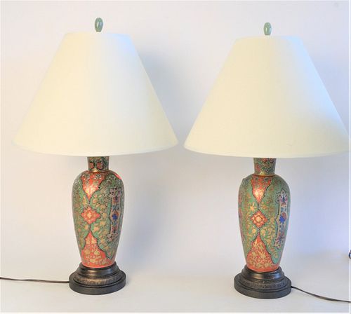 PAIR OF PORCELAIN VASES TURNED INTO