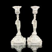 PAIR OF PORTIEUX FRENCH GLASS