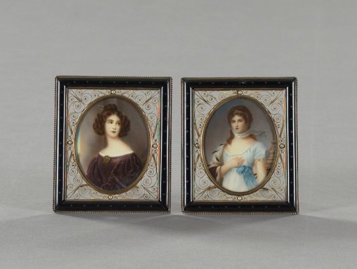 Pair of Portrait Miniatures,  one