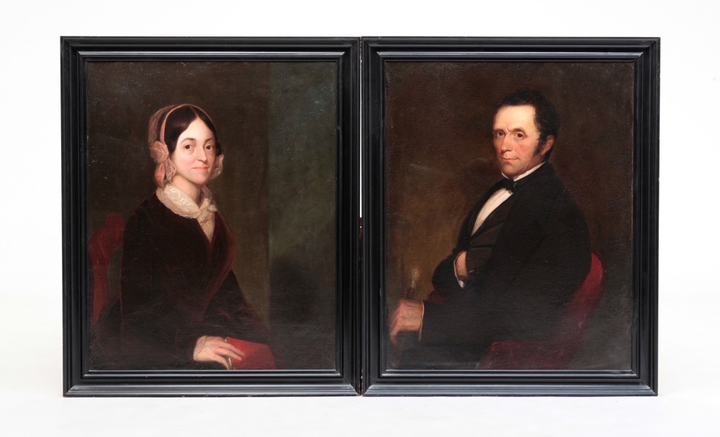 PAIR OF PORTRAITS OF HUSBAND AND