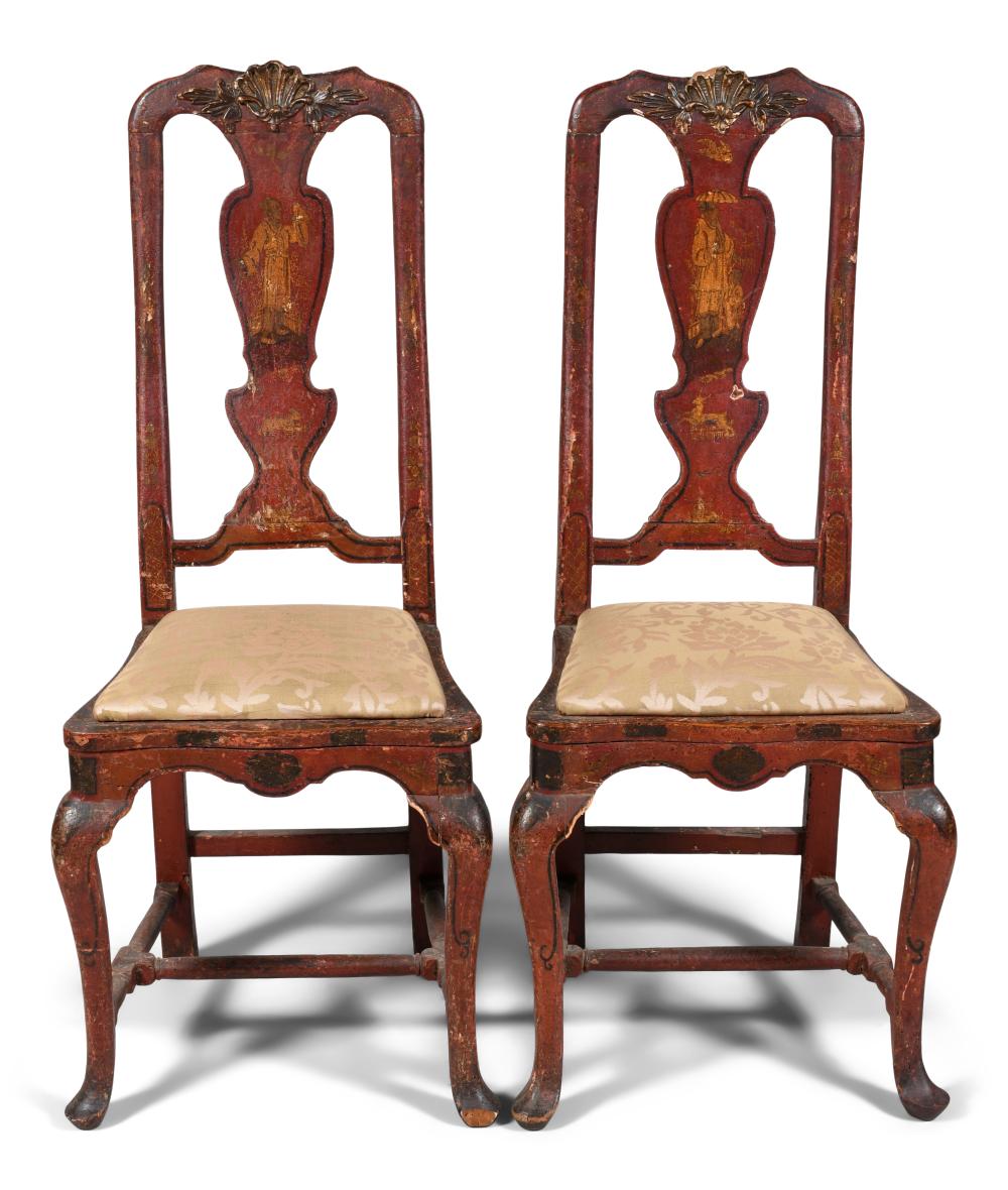 PAIR OF PORTUGUESE ROCOCO SCARLET