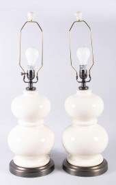 PAIR OF POTTERY BARN CREAM CER