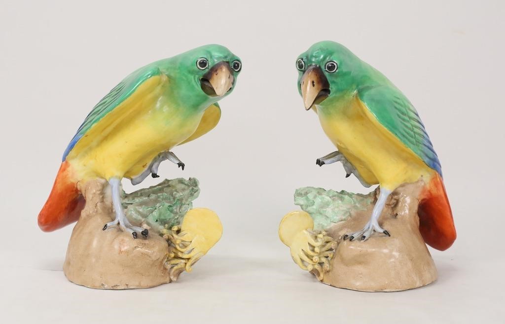 PAIR OF POTTERY PARROT