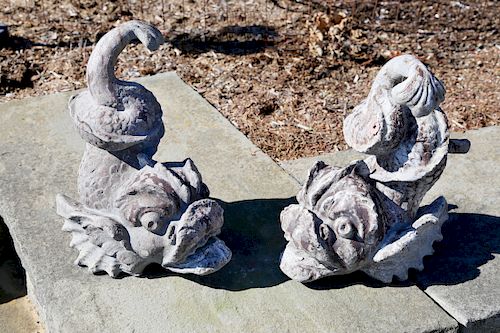 PAIR OF POURED AND MOLDED SEA