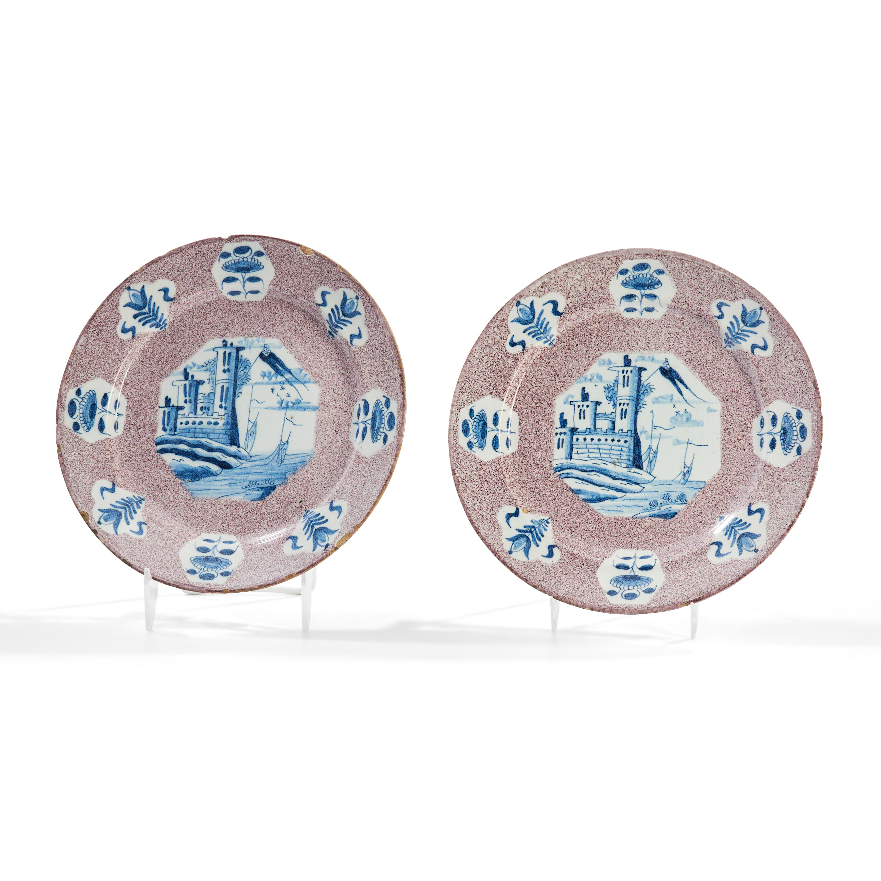 PAIR OF POWDER MANGANESE DELFT