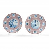 PAIR OF POWDER MANGANESE DELFT