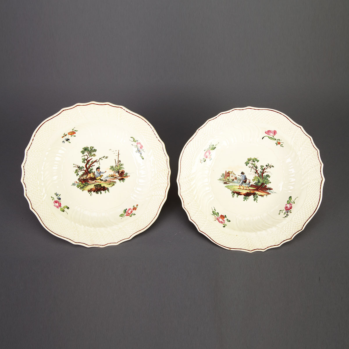 Pair of Prague Creamware Soup