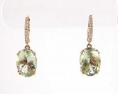 PAIR OF PRASIOLITE AND DIAMOND