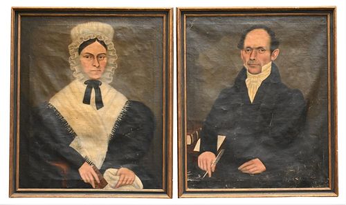 PAIR OF PRIMITIVE PORTRAIT