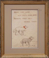 PAIR OF PRINTED LINEN NURSERY