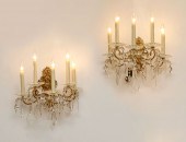 PAIR OF PRISMED BRASS WALL SCO