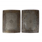 PAIR OF QAJAR GOLD DAMASCENED