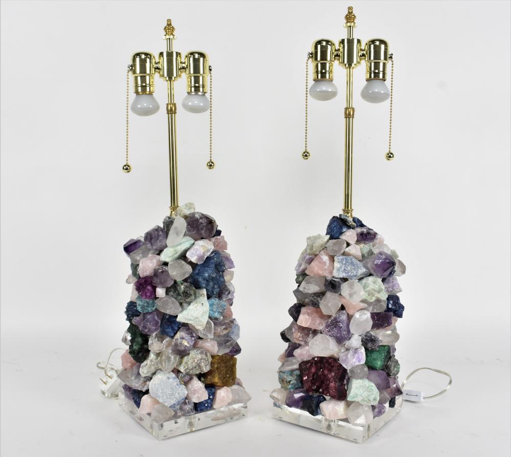 PAIR OF QUARTZ AND ROCK MINERAL