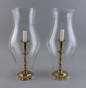 PAIR OF QUEEN ANNE BRASS CANDL