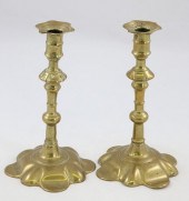 PAIR OF QUEEN ANNE BRASS PUSH-