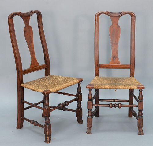 PAIR OF QUEEN ANNE SIDE CHAIRS WITH