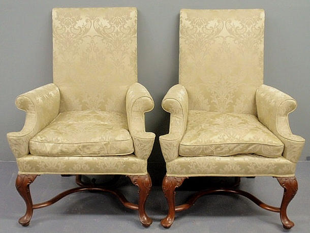Pair of Queen Anne style mahogany