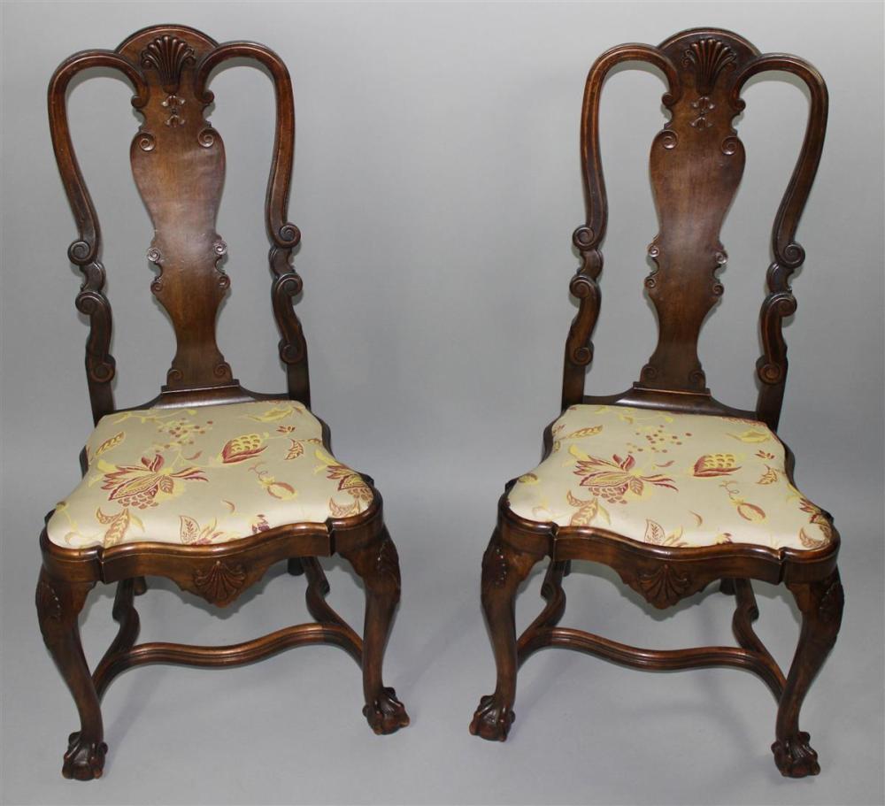 PAIR OF QUEEN ANNE STYLE CARVED