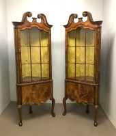 PAIR OF QUEEN ANNE STYLE BURL