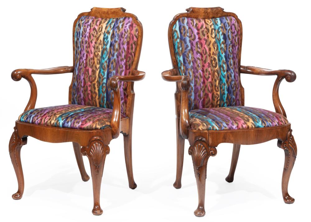 PAIR OF QUEEN ANNE-STYLE BURL
