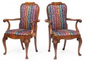 PAIR OF QUEEN ANNE-STYLE BURL