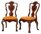 `PAIR OF QUEEN ANNE-STYLE CARV