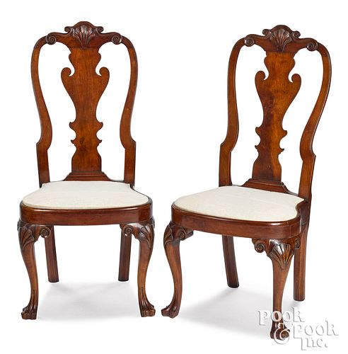 PAIR OF QUEEN ANNE WALNUT DINING