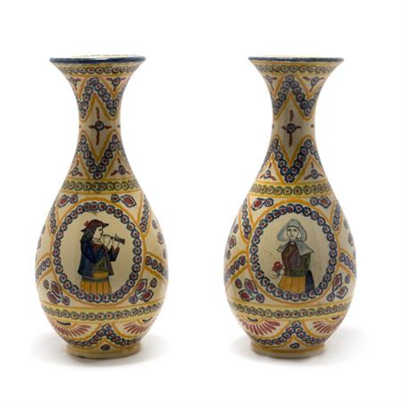 Pair of Quimper Pottery Vases 