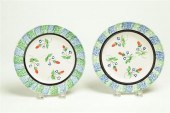 PAIR OF RAINBOW SPATTER PLATES