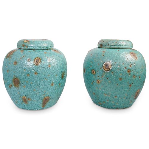 PAIR OF RAKU CERAMIC