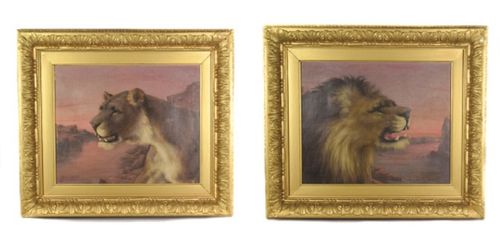 PAIR OF RALPH BOWEN LION AND